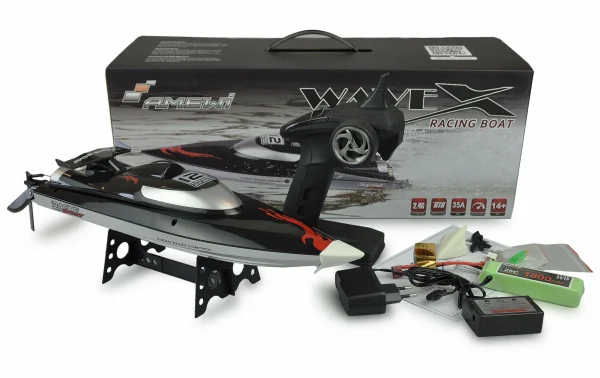 Amewi Bateau à Moteur WaveX Black Edition RTR – Navires RC mode pas cher 3