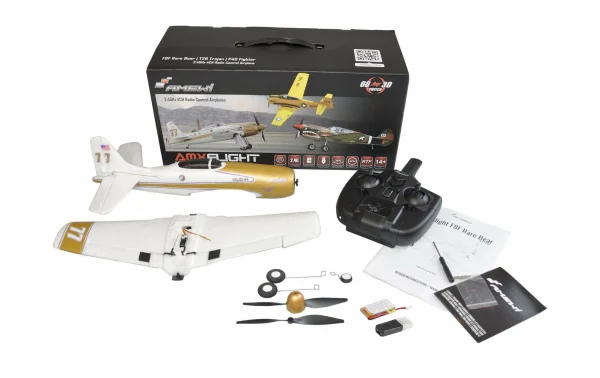 boutique pas cher Amewi Warbird AMXflight F8F Rare Bear, Gyro, 4 Voies, 383 Mm, RTF – Avions 4